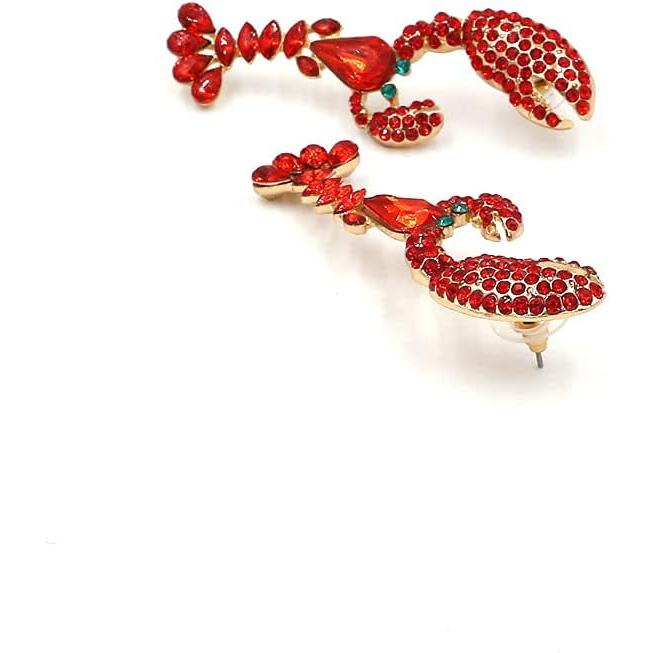 夜セール　Swarovski ロブスター チャーム とイヤリング　赤　クリスタル Swarovski ロブスター チャーム とイヤリング 赤色 クリスタル