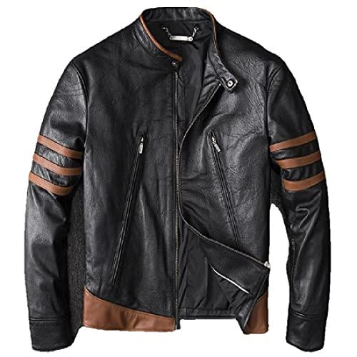 並行輸入品】Men's Leather Jacket Wolverine Distressed Moto