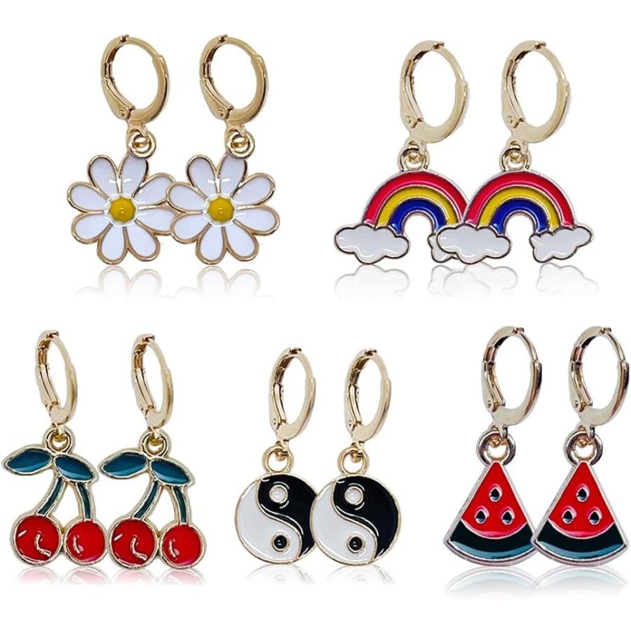 並行輸入品】5ペア 奇妙なイヤリング 面白いイヤリング フラワー