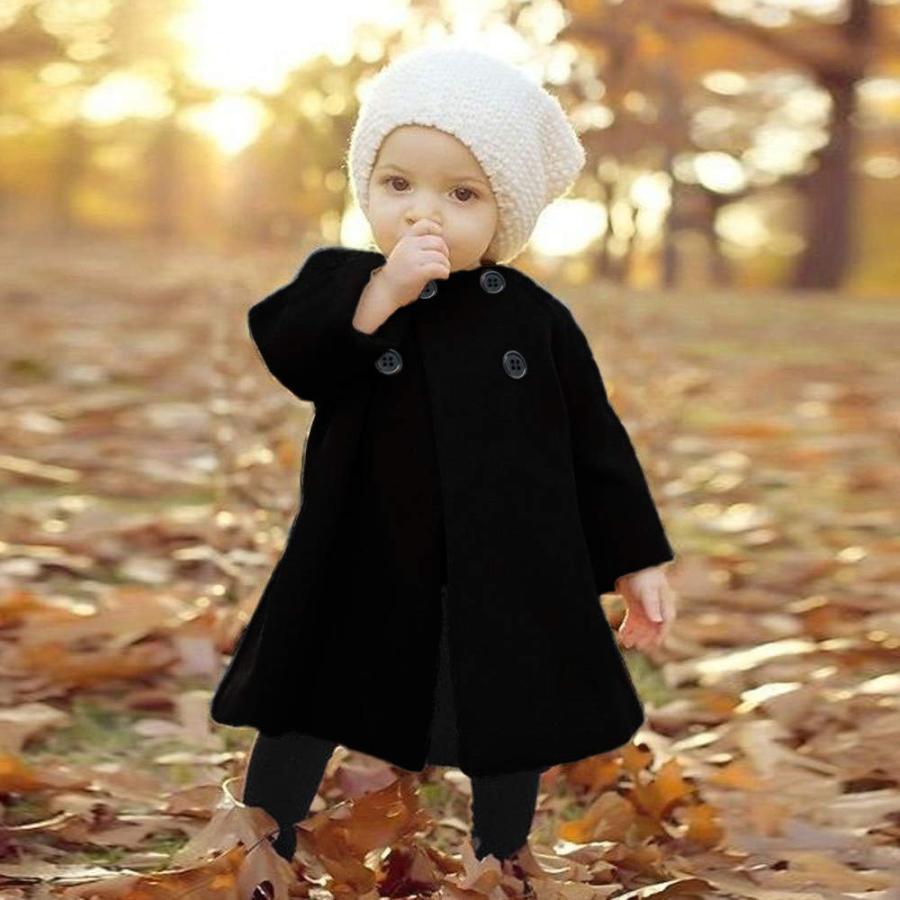 Kid Girls Warm Wool Button Cloak Coat Autumn Winter Outwear Over 並行輸入品｜fusion-f｜04