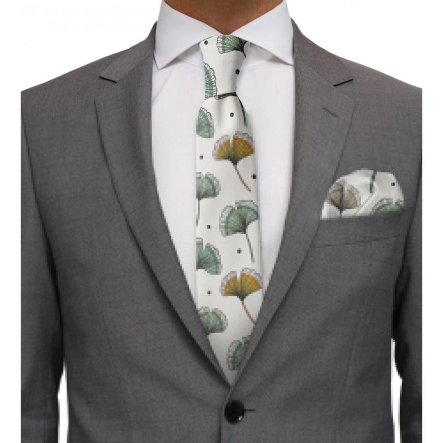 Ambesonne Gingko Men's Tie Set, Floral Leaves Autumn Beauty Bran 並行輸入品｜fusion-f｜04