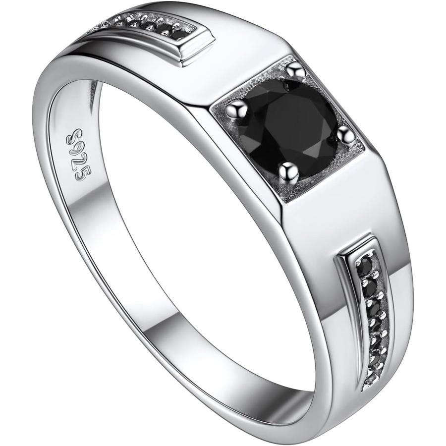 【並行輸入品】Suplight メンズ 結婚指輪 婚約指輪 925スターリングシルバー キュービックジルコニア ブラックオニキスストーンリング 6mm | 