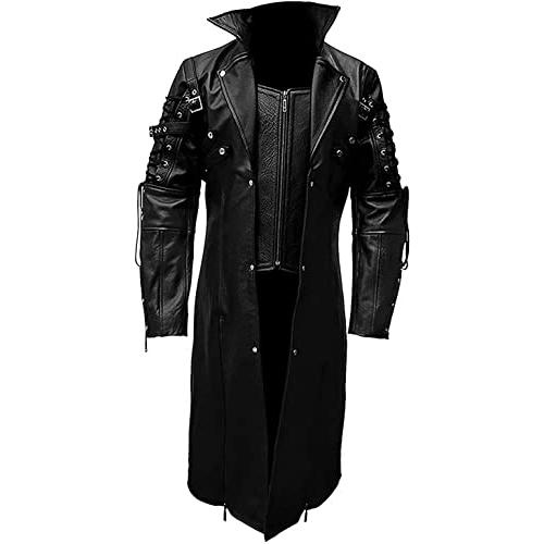 Versatile Trends Real Gothic Coat Black Leather Long Trench Coat 並行輸入品｜fusion-f｜02