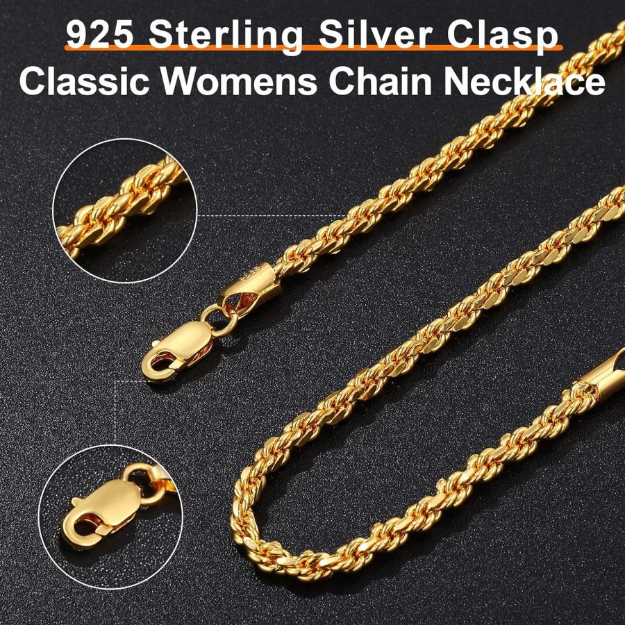 並行輸入品】メンズゴールドチェーン ゴールドネックレス 16インチ