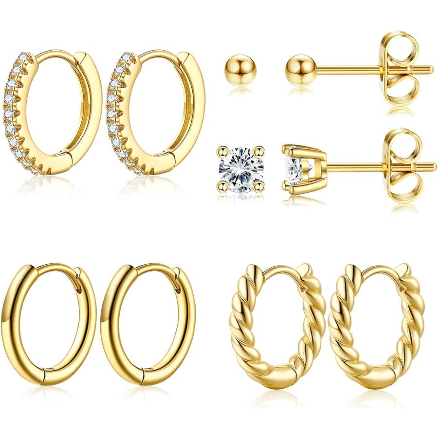ゴールドメッキ ピアスセット ブレスレット　4点 Amazon | HERIER 女性用ゴールドブレスレット 18Kゴールドメッキ