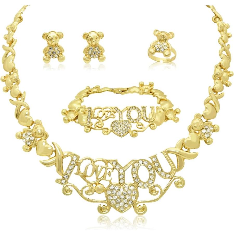 【並行輸入品】XOXO レディースジュエリーネックレスセット 18Kゴールドメッキ 花嫁 ブライズメイド ファッション ラインストーン ウェディングジ | 