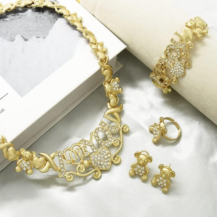 【並行輸入品】XOXO レディースジュエリーネックレスセット 18Kゴールドメッキ 花嫁 ブライズメイド ファッション ラインストーン ウェディングジ |  | 01