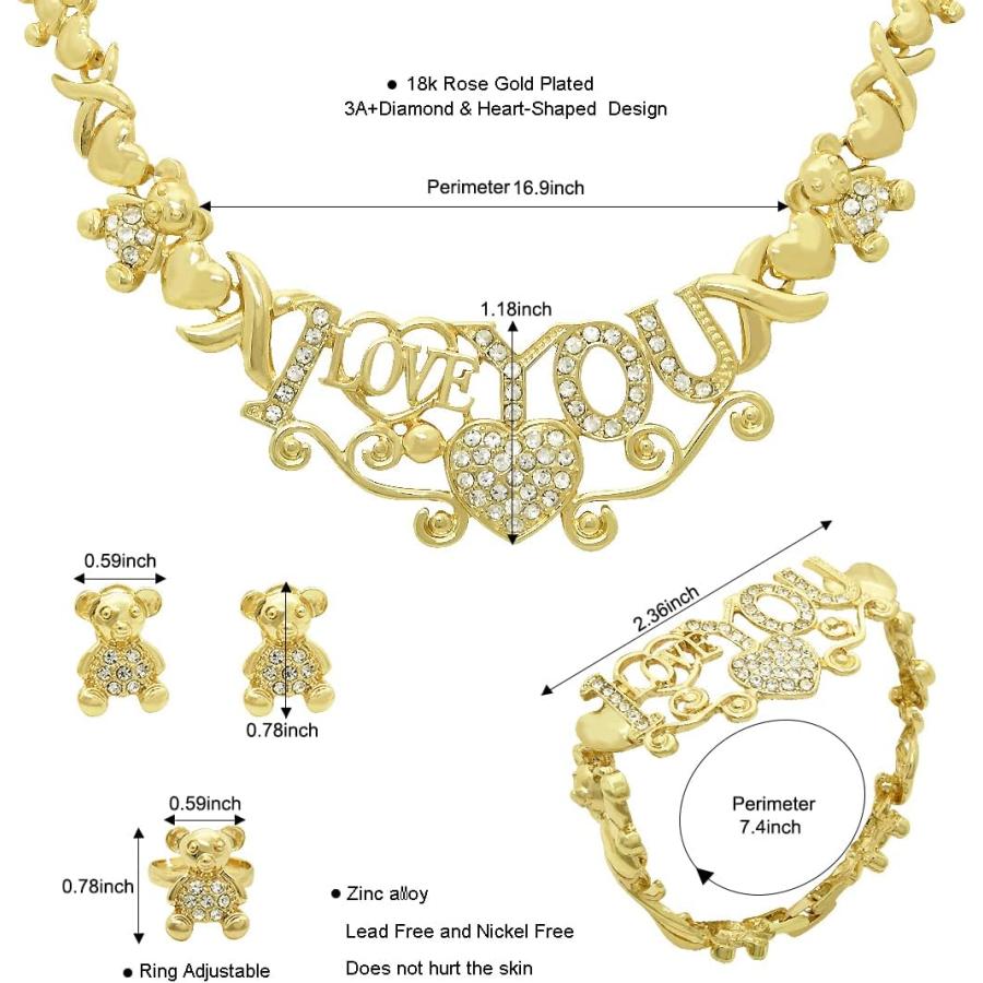 【並行輸入品】XOXO レディースジュエリーネックレスセット 18Kゴールドメッキ 花嫁 ブライズメイド ファッション ラインストーン ウェディングジ |  | 02