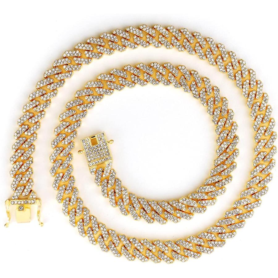 nkjegol Cuban Iced Out Chain Link Necklace Diamond Prong For Men 