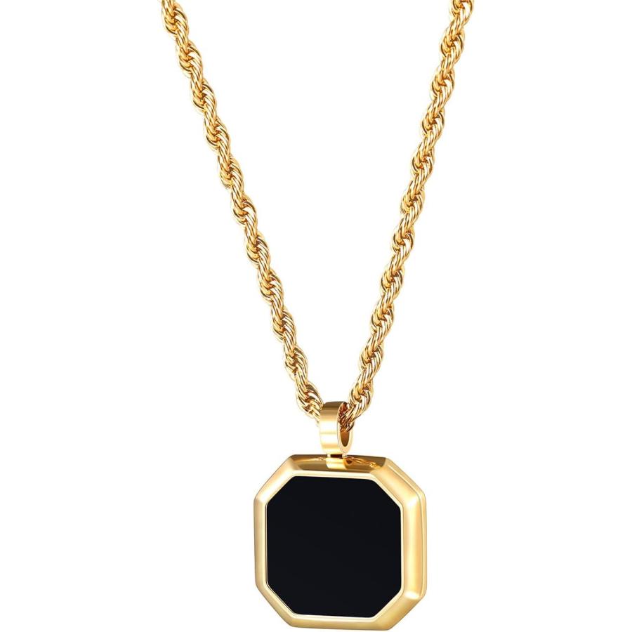TRUMIUM ブラックオニキスペンダントネックレス メンズ レディース 14K 