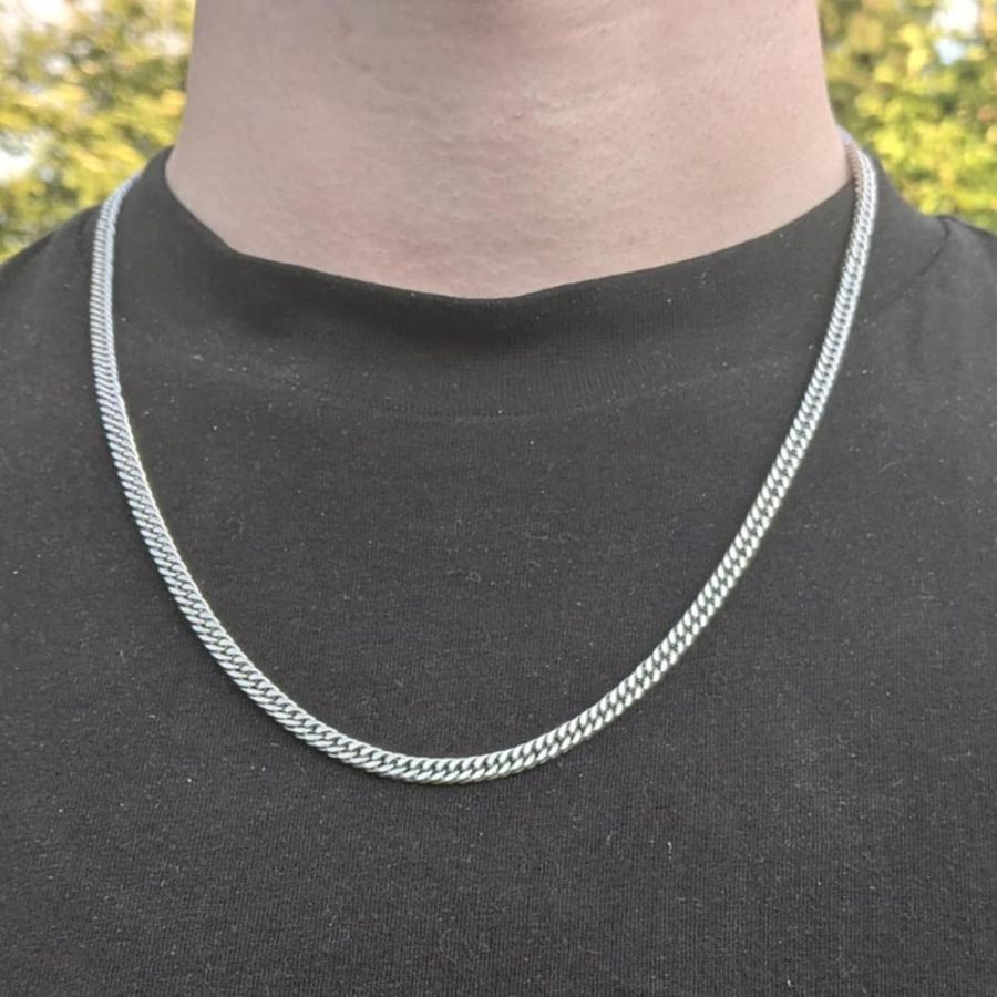シルバーリンクチェーンネックレス 約60cm*4 並行輸入品】スターリングシルバー キューバリンクチェーン メンズ 24