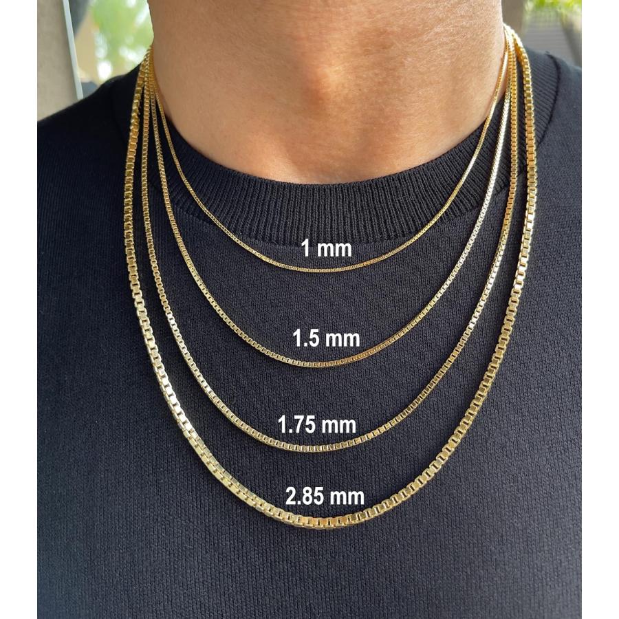 14K 10K リアルゴールドボックスチェーン - 1mm 1.5mm 1.75mm 14K 10K リアルゴールドボックスチェーン - 1mm 1.5mm 1.75mm