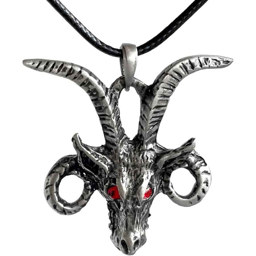 並行輸入品】サタン教会 ヤギの頭 鬼の頭蓋骨 赤いクリスタルの目