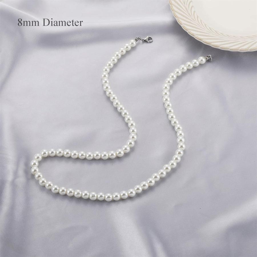 メンズパールネックレス 6mm 8mm ホワイトパールチョーカー メンズパールネックレス 6mm 8mm ホワイトパールチョーカー