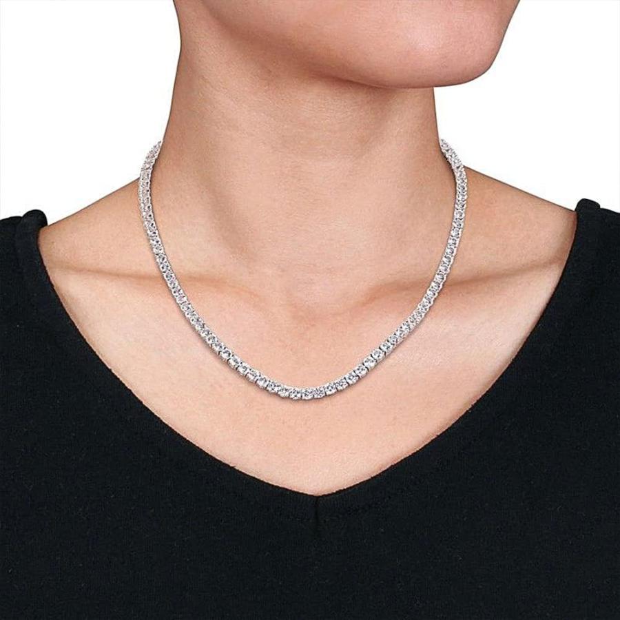 MOFEIJEWEL テニスネックレス 18Kホワイトゴールドメッキ 5A 4.0