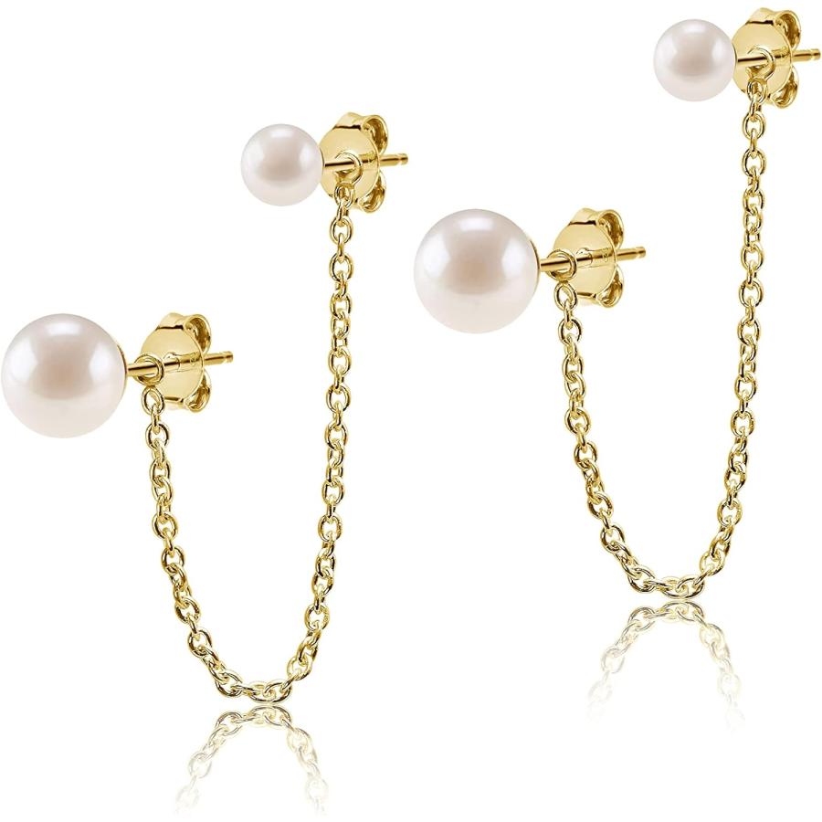 並行輸入品】ゴールドパールチェーンイヤリングセット 金メッキ