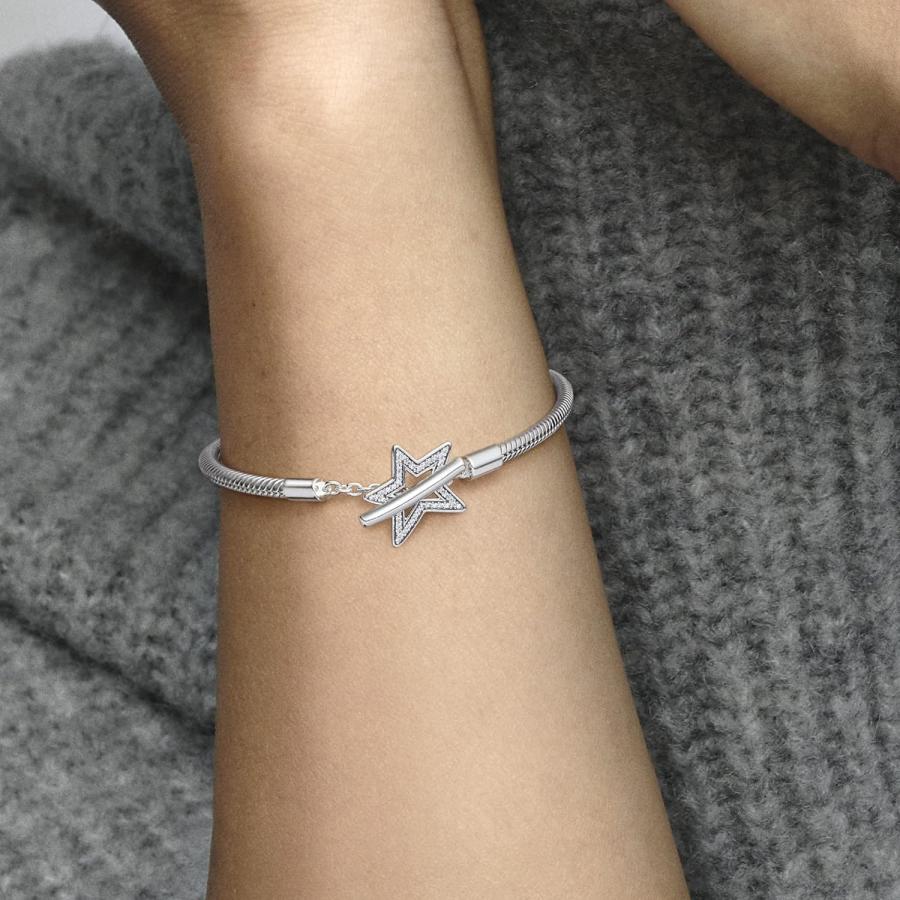 PANDORA Moments アシンメトリースター Tバー スネークチェーン