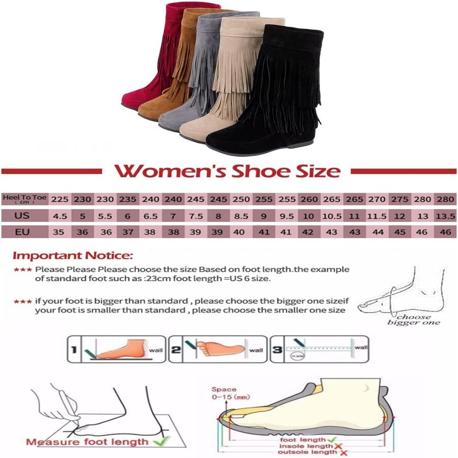 AUNTHUI Women'S Suede Double Tassel Toe Mid-Calf Flat Booties