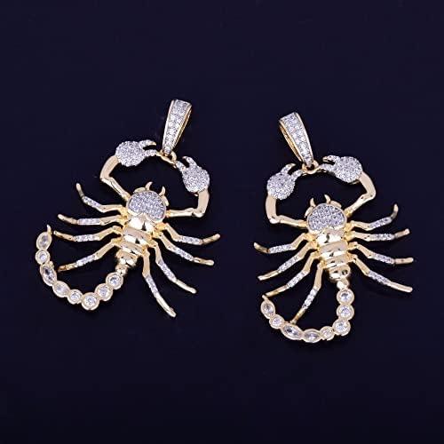 【並行輸入品】動物サソリヒップホップペンダントネックレスゴールドカラーブリンブリンキュービックジルコンメンズレディースジュエリー　 |  | 03