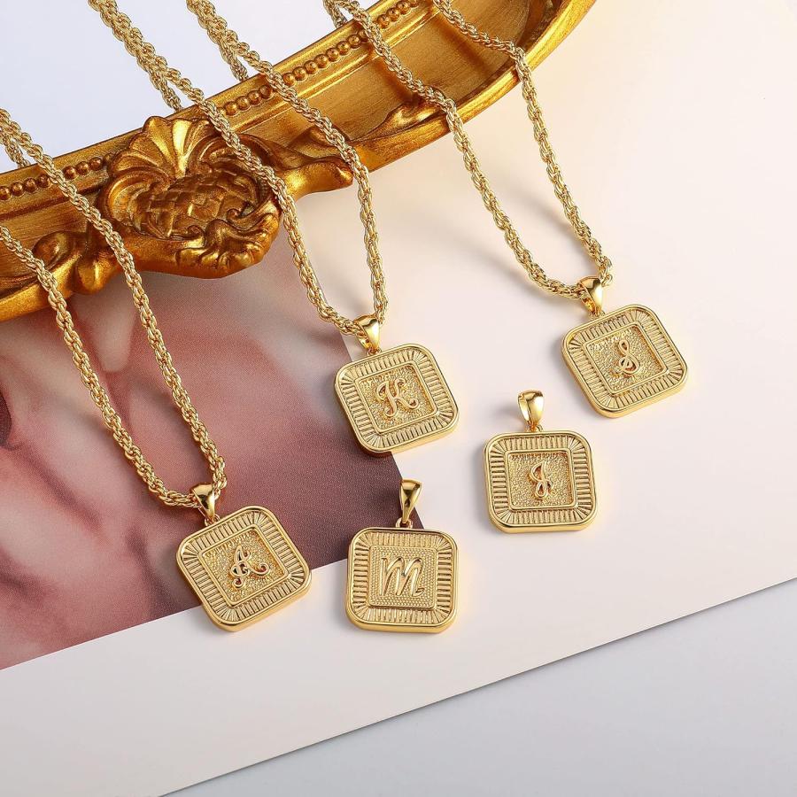 トリプル イニシャル ゴールド ネックレス ゴールドロープチェーン イニシャルネックレス メンズ 18K