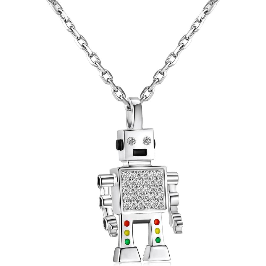 並行輸入品】AiliFe 18K ホワイトゴールドメッキ ロボットペンダント