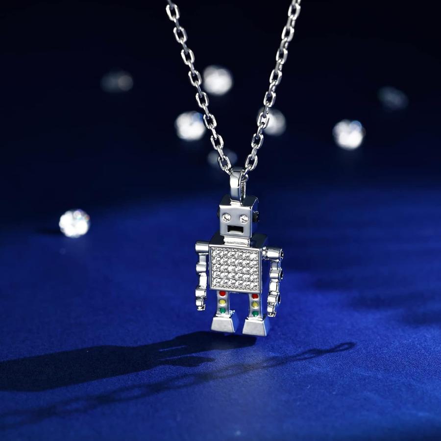 並行輸入品】AiliFe 18K ホワイトゴールドメッキ ロボットペンダント