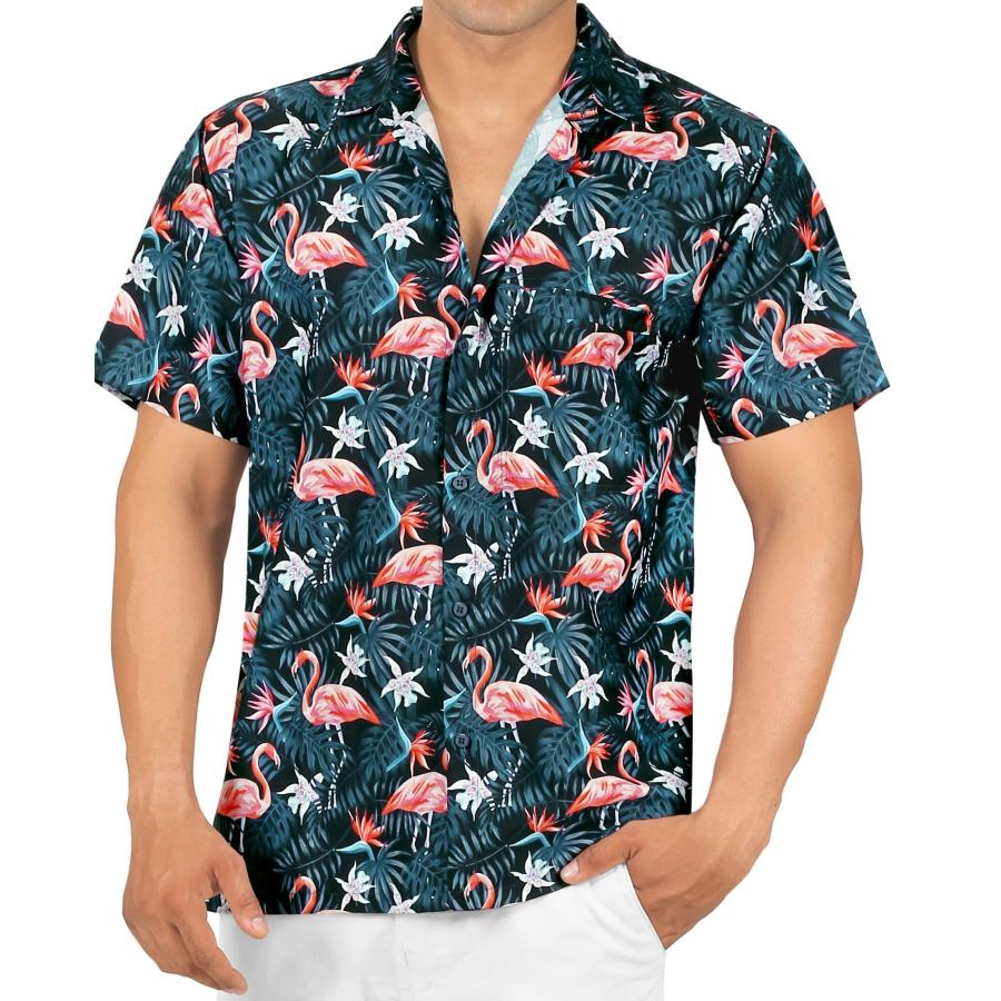 HAPPY BAY Men's Hawaiian Aloha Shirt - 3D Printed Casual Dress Shirt For Vacation, Beach, Parties - View #5