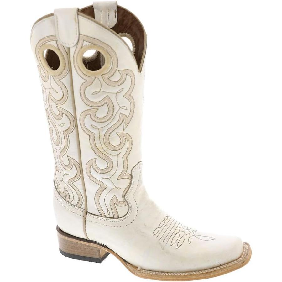 Circle G Ladies Ld Pearl Cutout & Embroidery Sq. Toe  Square Toe  Leather Sole  11inch Shaft  Cowhide Leather  Western Boot  Pearl L6007 Size 10｜fusion-f｜04