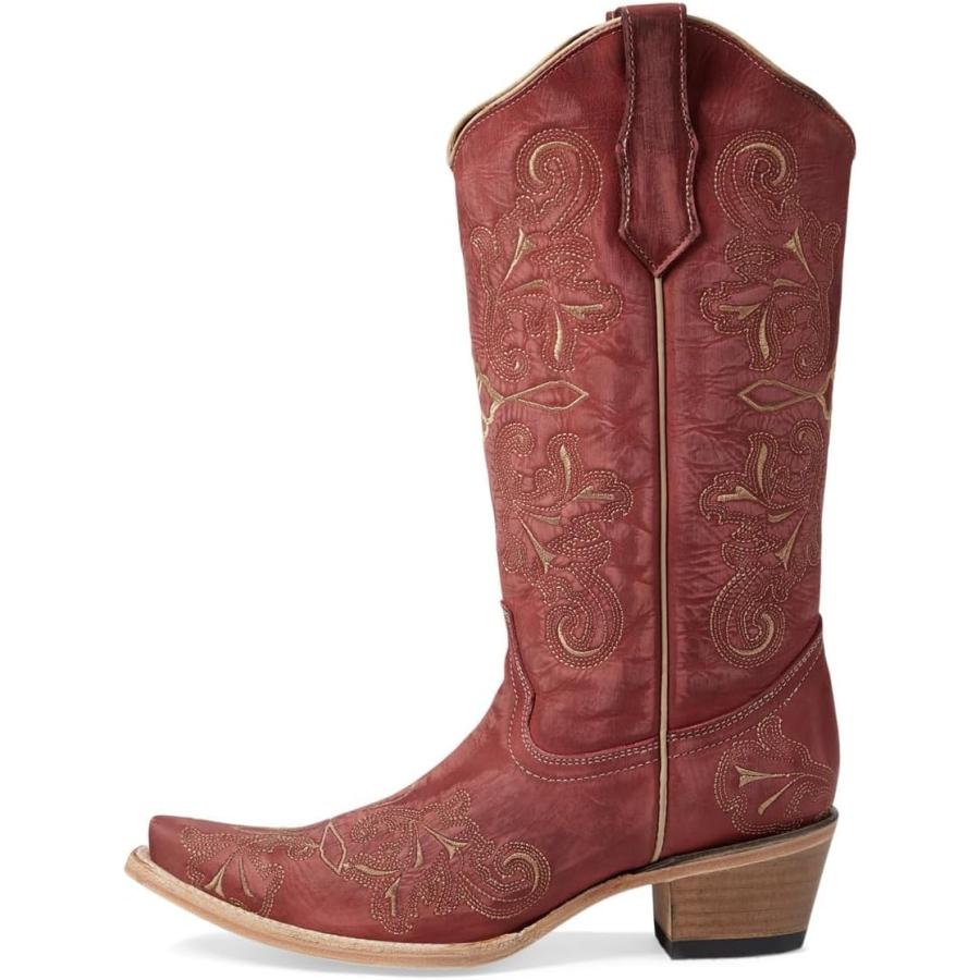 Circle G Ladies Ld Red Embroidery  Snip Toe  Leather Sole  13inch Shaft  Cowhide Leather  Western Boot  Red L6001 Size 7　並行輸入品｜fusion-f｜04