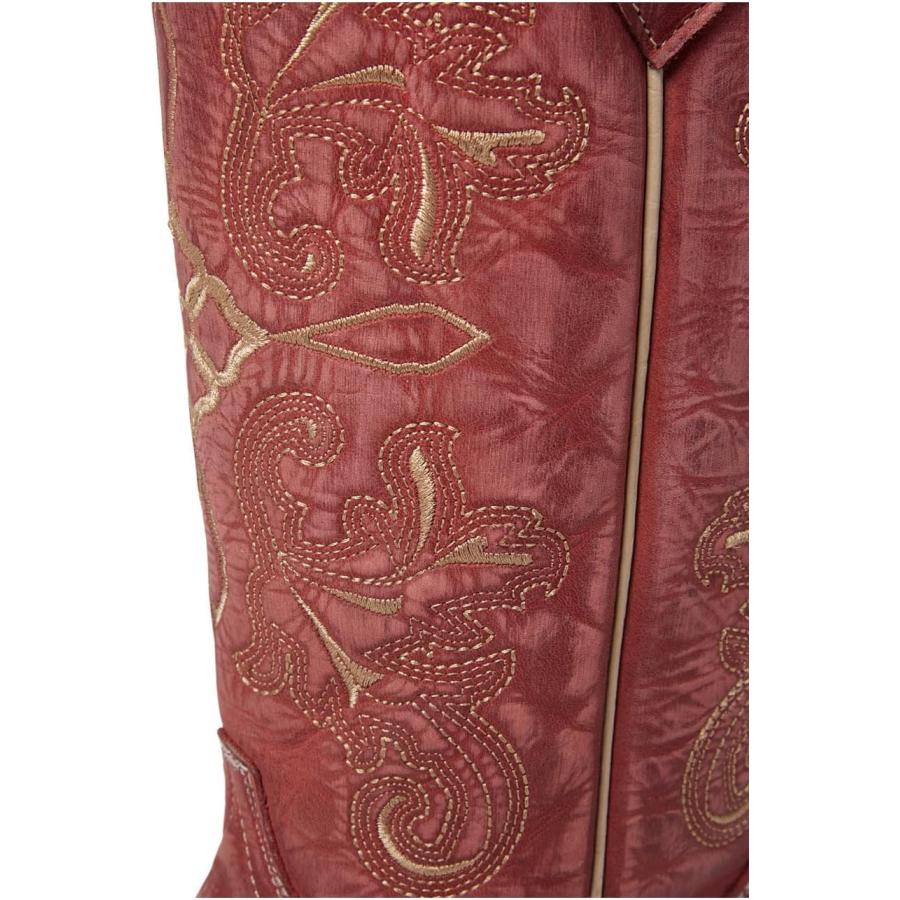 Circle G Ladies Ld Red Embroidery  Snip Toe  Leather Sole  13inch Shaft  Cowhide Leather  Western Boot  Red L6001 Size 7　並行輸入品｜fusion-f｜06