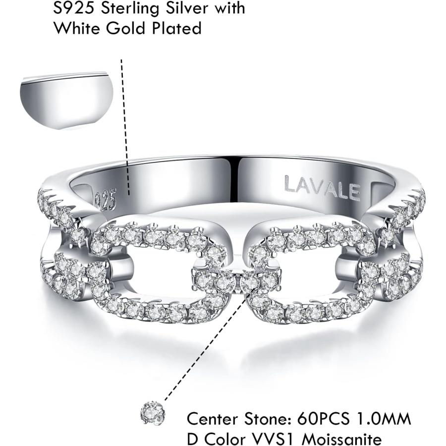 【並行輸入品】LAVALE モアッサナイト 結婚指輪 レディース ツイストリンク Dカラー VVS1 人工ダイヤモンドリング ハーフエタニティ スタッ |  | 01