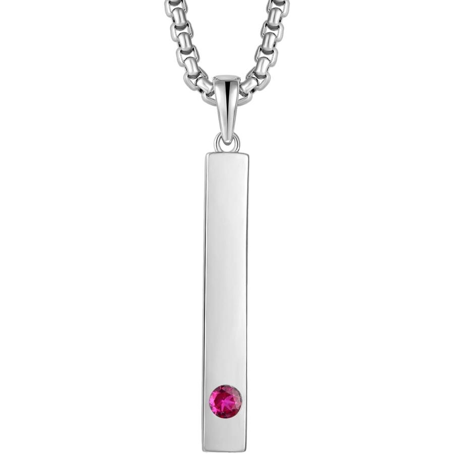 【並行輸入品】Raymard 925スターリングシルバー 誕生石 バーネックレス レディース メンズ 人工誕生石ジュエリー 23インチ ロロチェーン | 