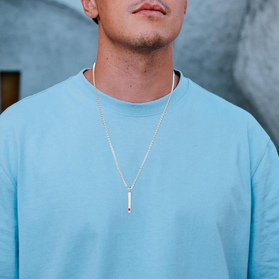 【並行輸入品】Raymard 925スターリングシルバー 誕生石 バーネックレス レディース メンズ 人工誕生石ジュエリー 23インチ ロロチェーン |  | 02