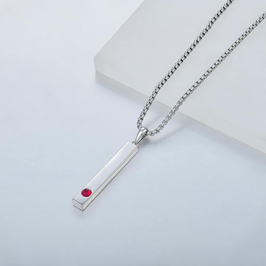 【並行輸入品】Raymard 925スターリングシルバー 誕生石 バーネックレス レディース メンズ 人工誕生石ジュエリー 23インチ ロロチェーン |  | 04