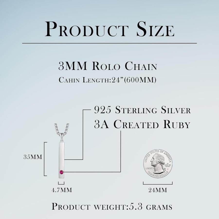 【並行輸入品】Raymard 925スターリングシルバー 誕生石 バーネックレス レディース メンズ 人工誕生石ジュエリー 23インチ ロロチェーン |  | 05