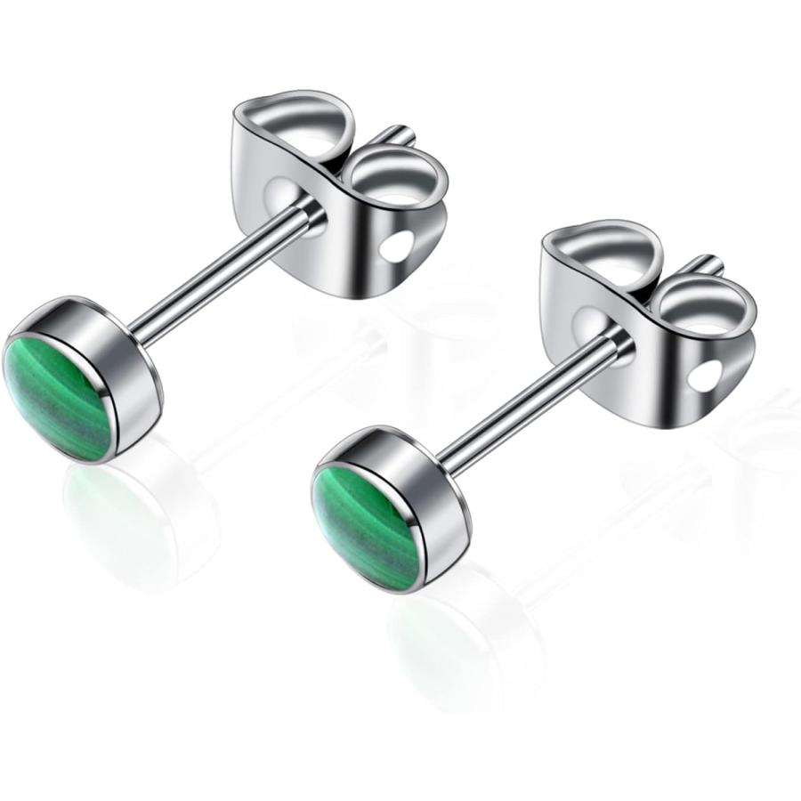 【並行輸入品】チタンスタッドピアス レディース ガールズ イヤリング 4mm 天然石宝石 低アレルギー性 ニッケルフリー ブラックオニキス 5mmピア | 