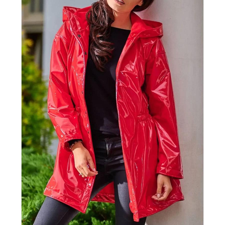 ZA Fashed Women Rain Slicker PVC Vinyl Long Coat Raincoat W ZA Fashed Women Rain Slicker PVC Vinyl Long Coat Raincoat W