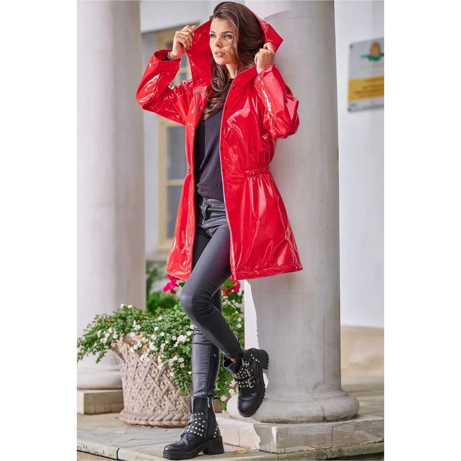 ZA Fashed Women Rain Slicker PVC Vinyl Long Coat Raincoat W ZA Fashed Women Rain Slicker PVC Vinyl Long Coat Raincoat W