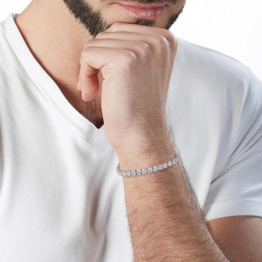 【並行輸入品】モアッサナイト テニスブレスレット レディース 18K ホワイトゴールドメッキ 925スターリングシルバー メンズブレスレット 4mm |  | 03