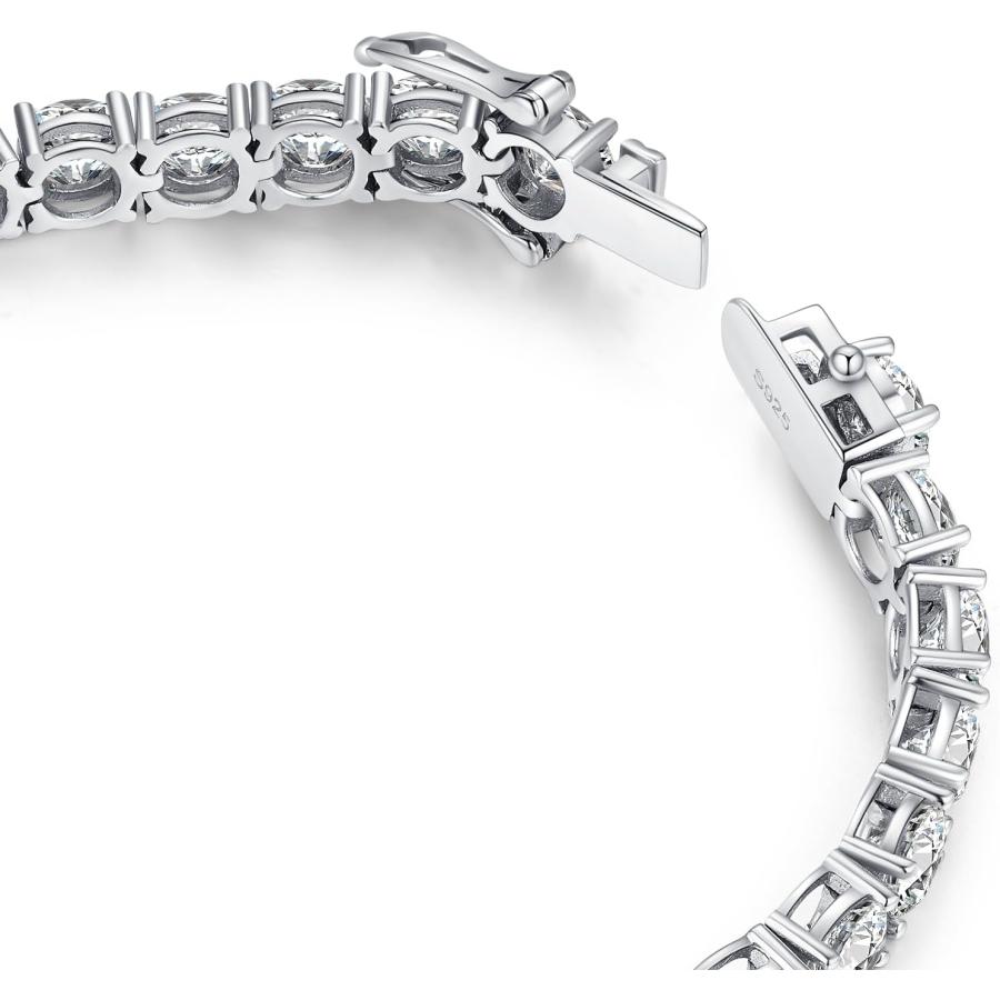 【並行輸入品】モアッサナイト テニスブレスレット レディース 18K ホワイトゴールドメッキ 925スターリングシルバー メンズブレスレット 4mm |  | 06