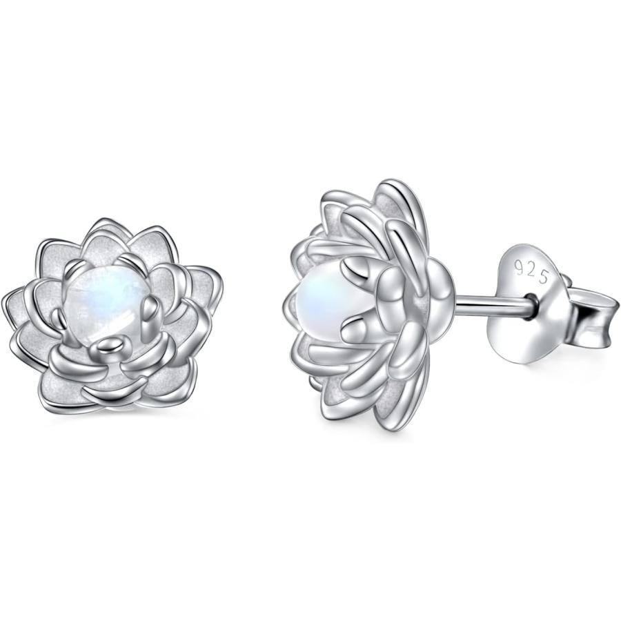 ムーンストーン ロータスジュエリーセット スターリングシルバー 蓮の花リング 真の愛の刻印入り 自然ヒーリング 仏陀 スピリチュアル ヨガ 蓮 ジュエリー ギ | 