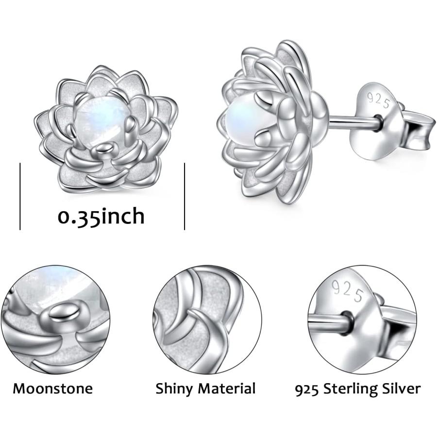 ムーンストーン ロータスジュエリーセット スターリングシルバー 蓮の花リング 真の愛の刻印入り 自然ヒーリング 仏陀 スピリチュアル ヨガ 蓮 ジュエリー ギ |  | 03
