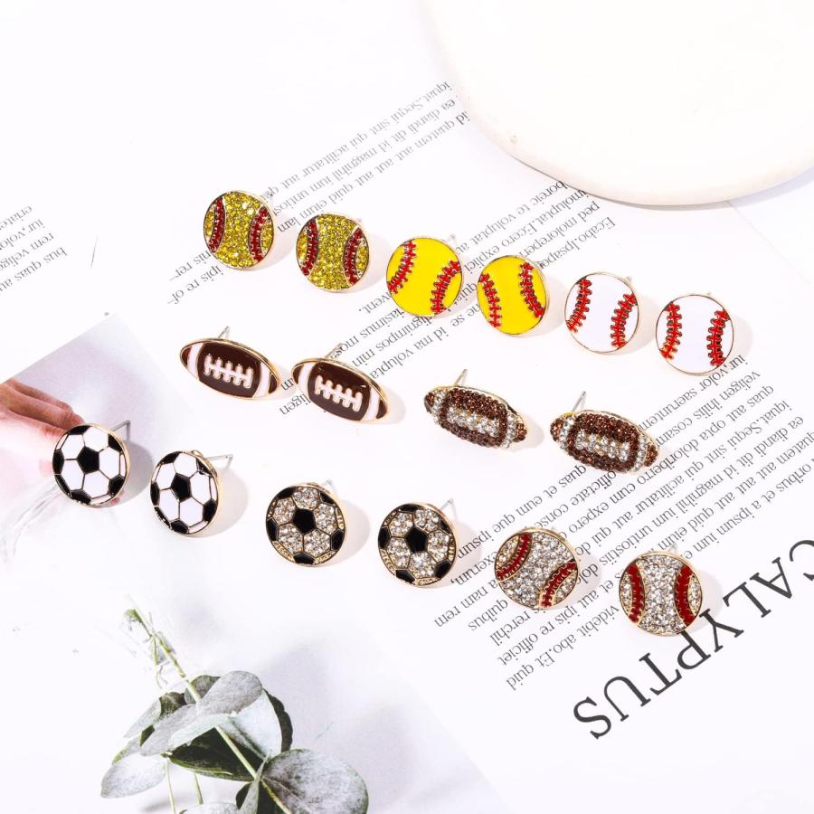再販★キラキラ☆ラインストーン 野球ボールと大粒ジルコニア クリスタルのピアス☆ 並行輸入品】ラインストーン 野球 ソフトボール スタッドピアス