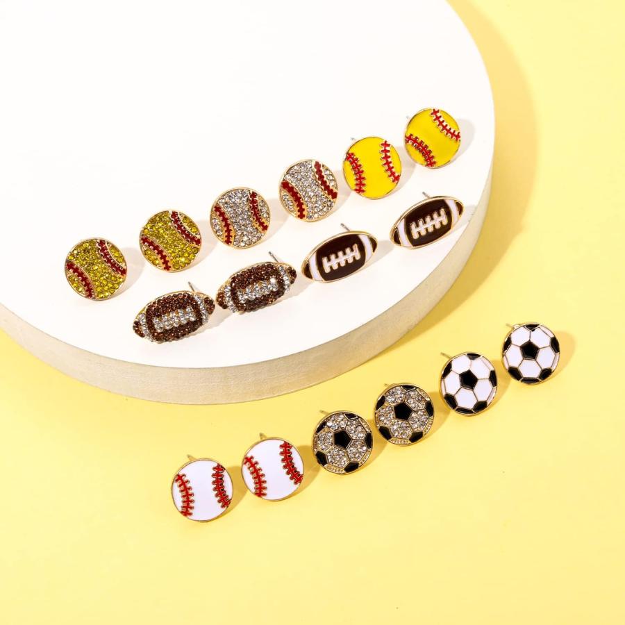 再販★キラキラ☆ラインストーン 野球ボールと大粒ジルコニア クリスタルのピアス☆ 並行輸入品】ラインストーン 野球 ソフトボール スタッドピアス