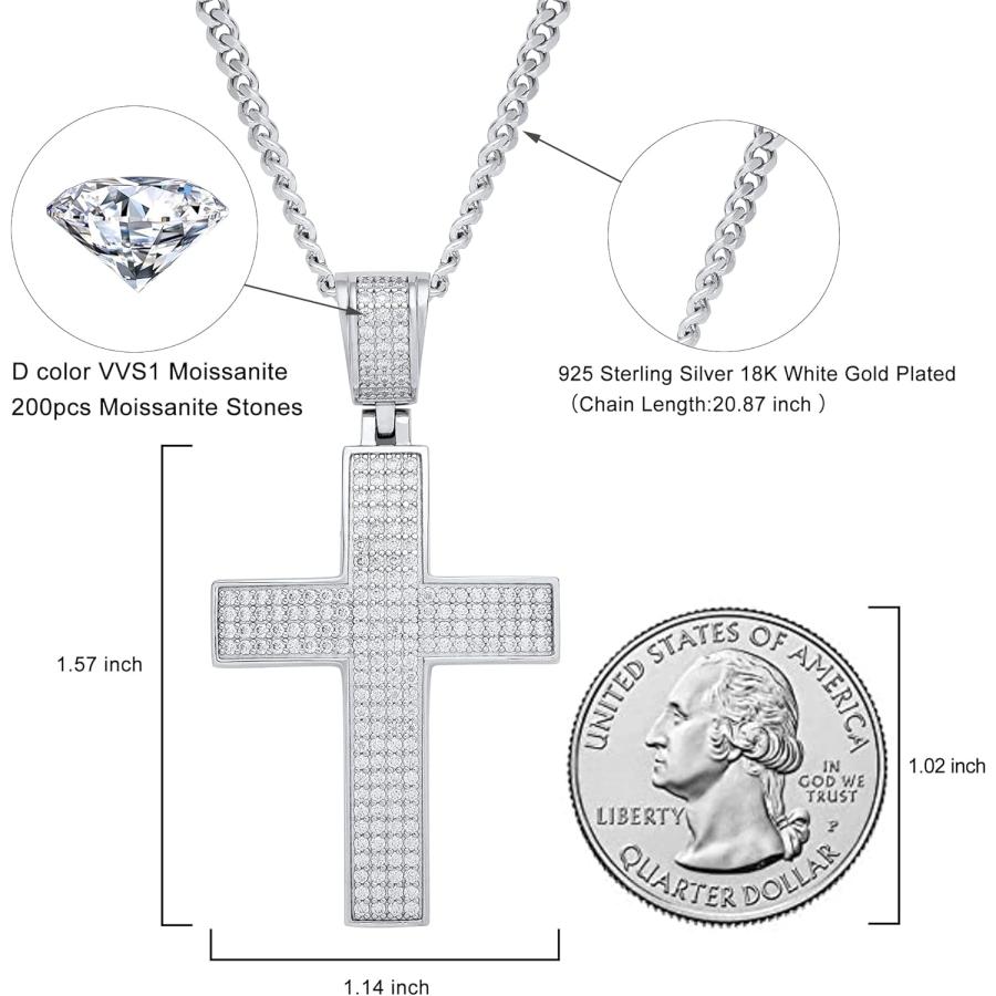 最高級モアサナイト / クロスネックレス / 3ｍｍ モアッサナイト クロスネックレス モアサナイト - Aomu GALLERY