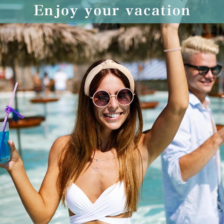 【並行輸入品】Candygirl ストローノットヘッドバンド レディース ガールズ ワイドヘッドバンド ボーホー トップノット ラタン ヘアバンド フ |  | 02