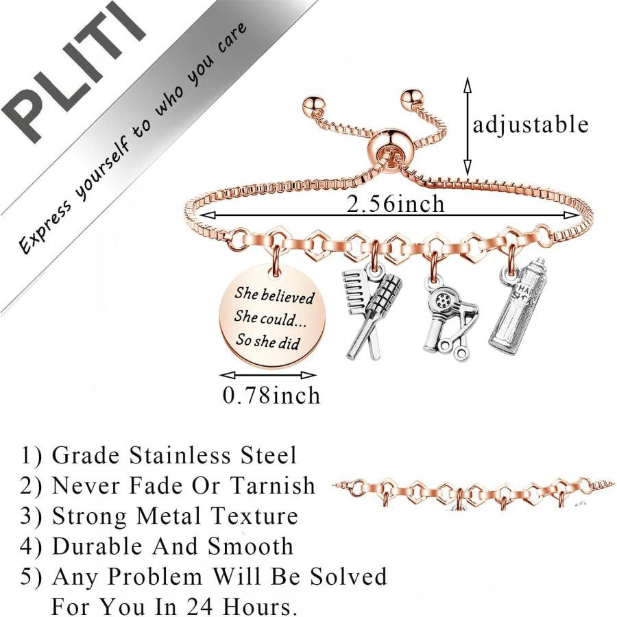 PLITI ヘアスタイリストギフト ヘアスタイリストギフト ヘアスタイリストブレスレット バーバーギフト She Believed She Could So She Did 美容師ジュエリー｜fusion-f｜02