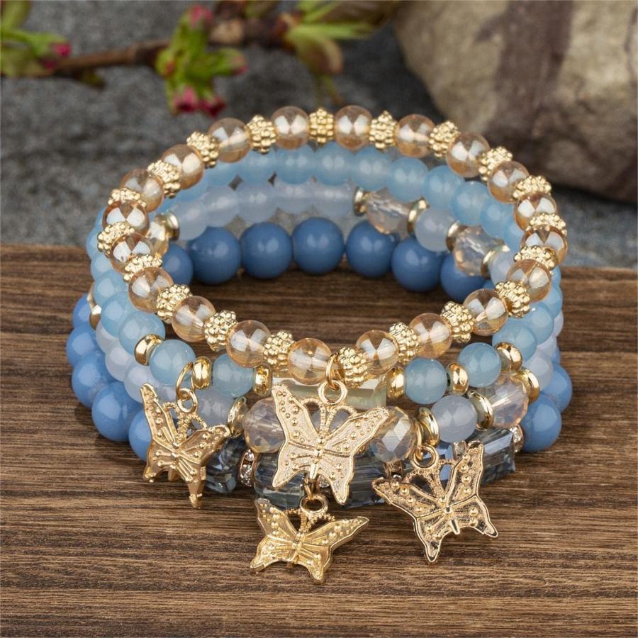 Butterfly Charms Keychain - Cute Acrylic Crystal Tassel Keyring For Purse Bag (1-3 Pcs)