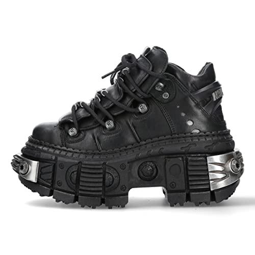 【並行輸入品】New Rock Boots WALL106 S10 Mens Metallic Black Leather Platform |  | 01