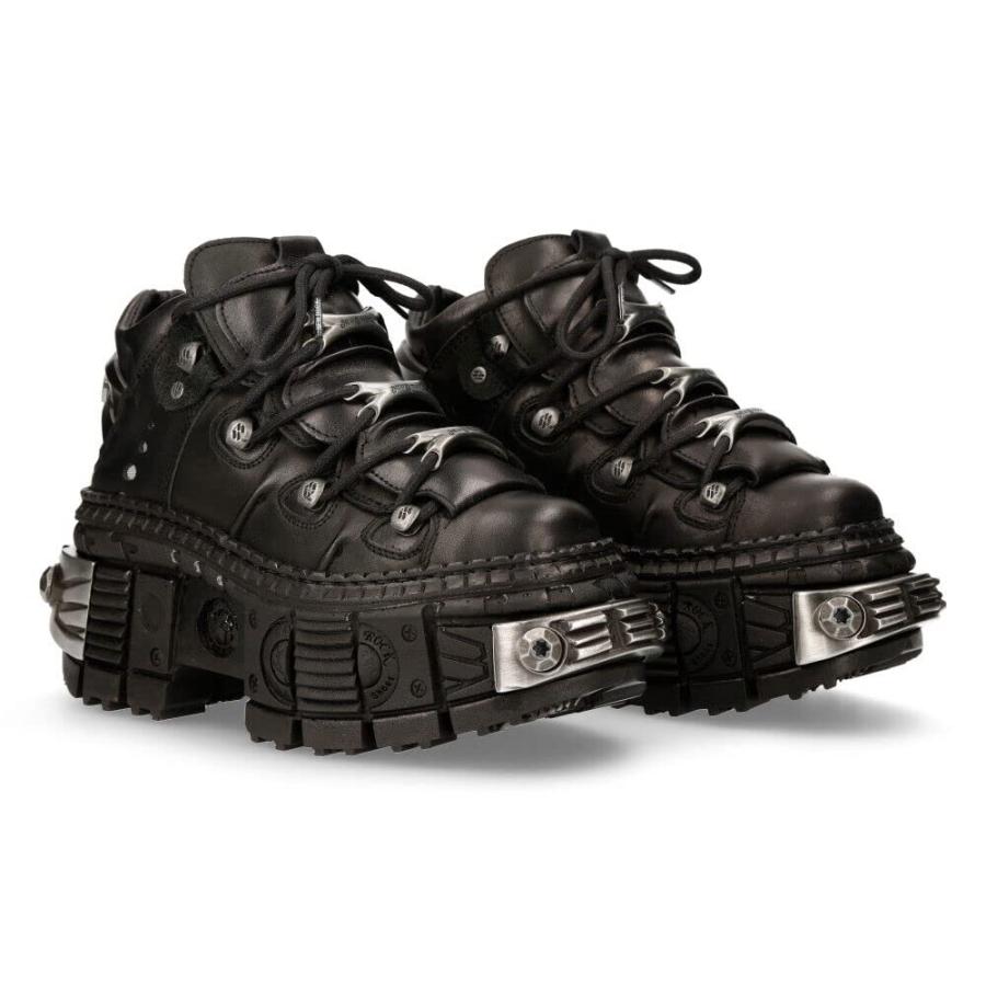 【並行輸入品】New Rock Boots WALL106 S10 Mens Metallic Black Leather Platform |  | 03